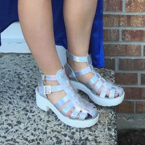 Nasty gal holographic sandals